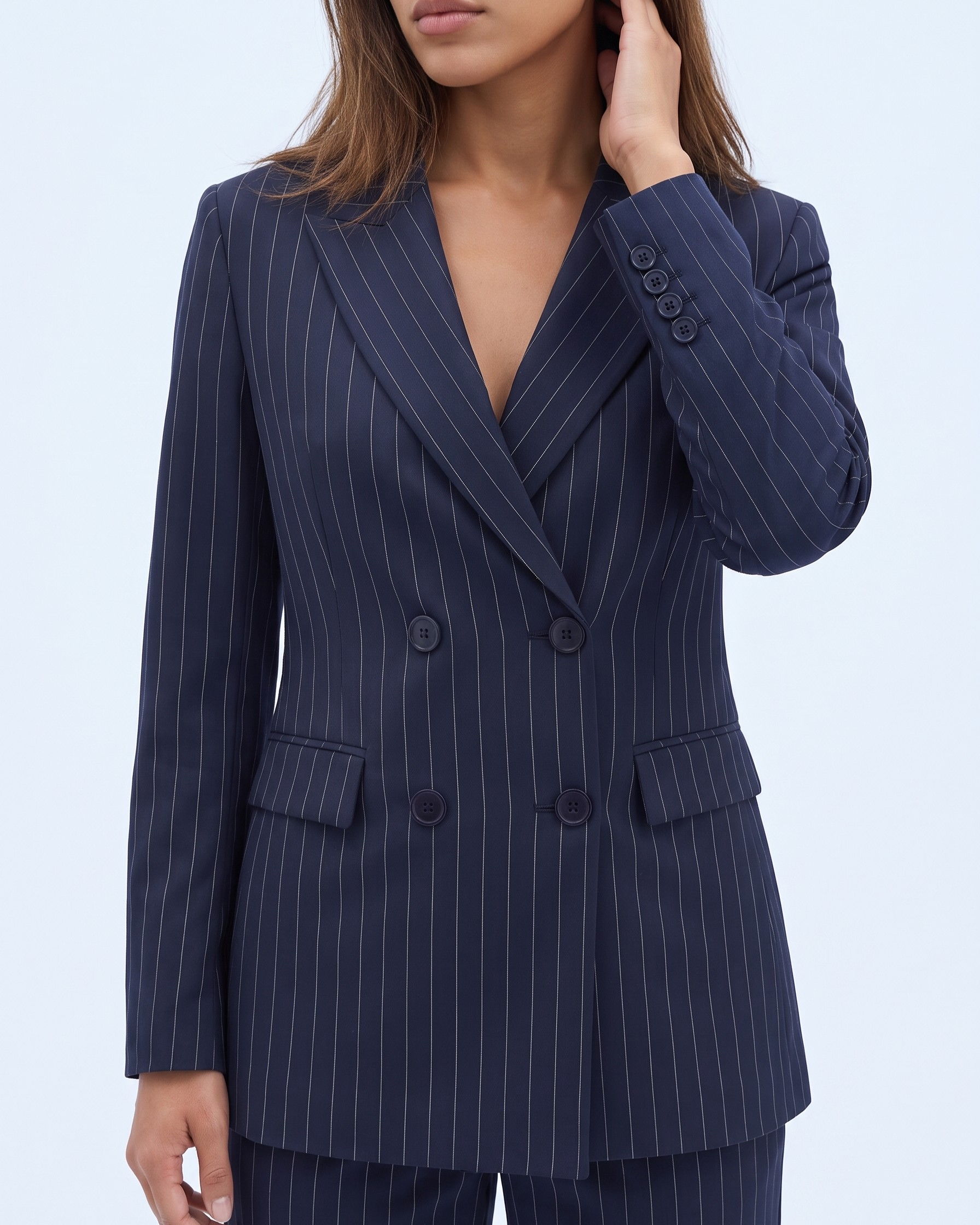 Navy Blue Pinstripe Blazer