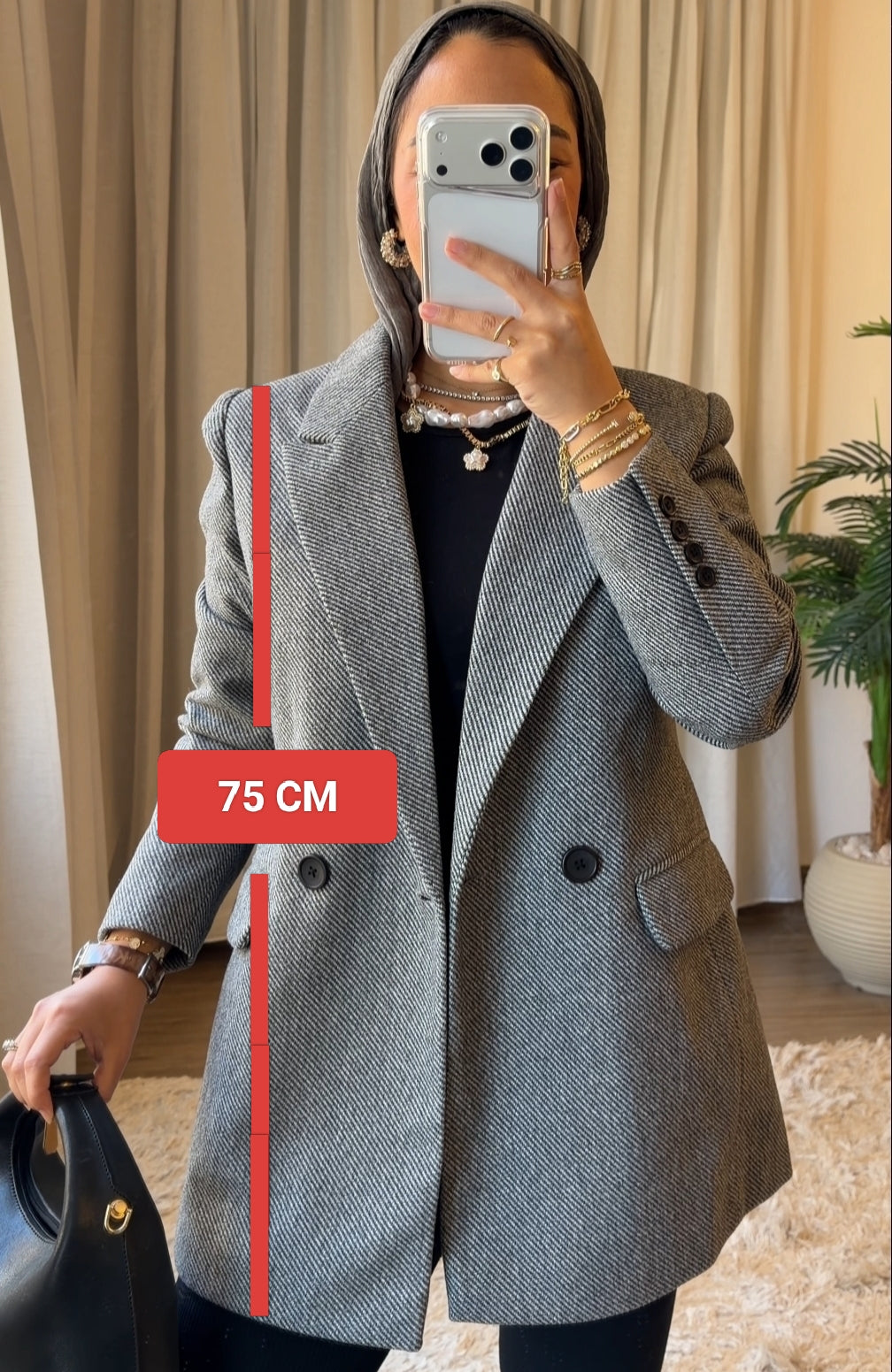 Grey Slanted Pinstripe Blazer