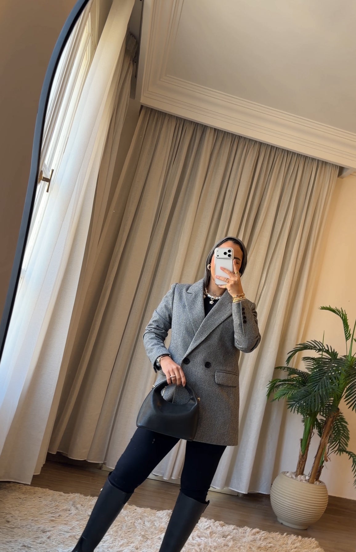 Grey Slanted Pinstripe Blazer