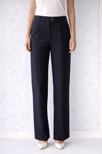 Navy Blue Pinstripe Pants