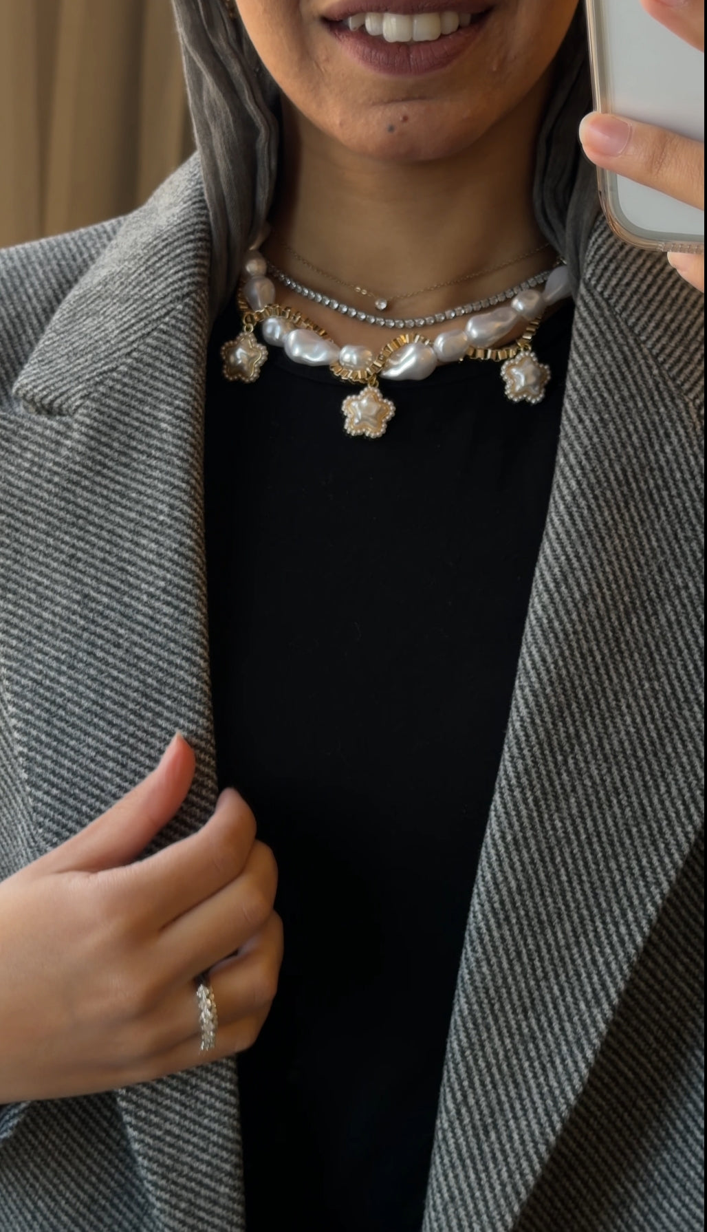 Grey Slanted Pinstripe Blazer