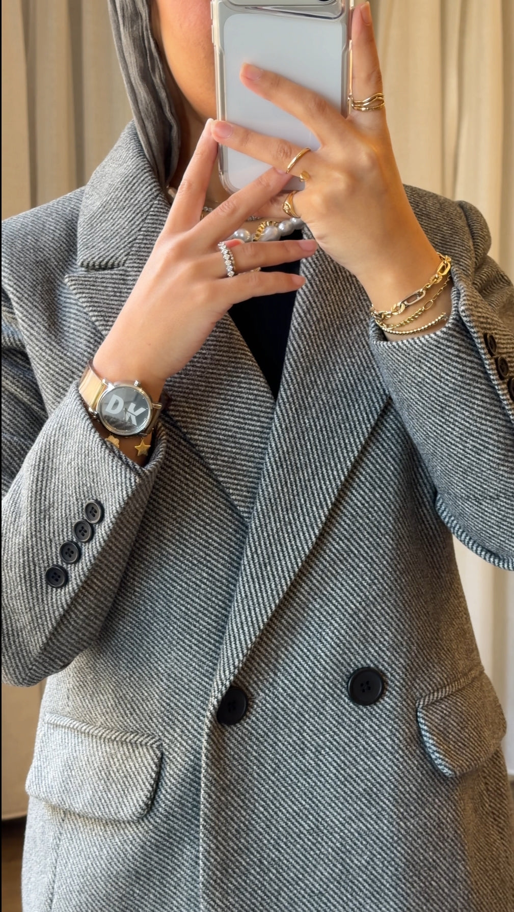 Grey Slanted Pinstripe Blazer