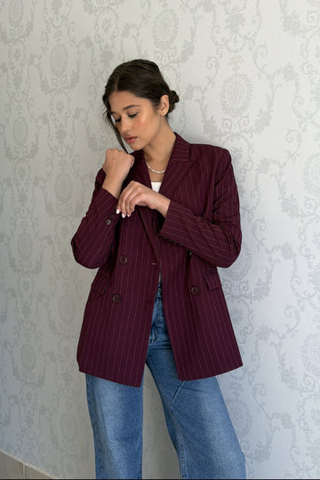 Cherry Pinstripe Blazer